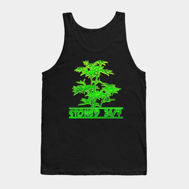 stoned 24/7 Weed Ganja Tank Top by Rayrock76